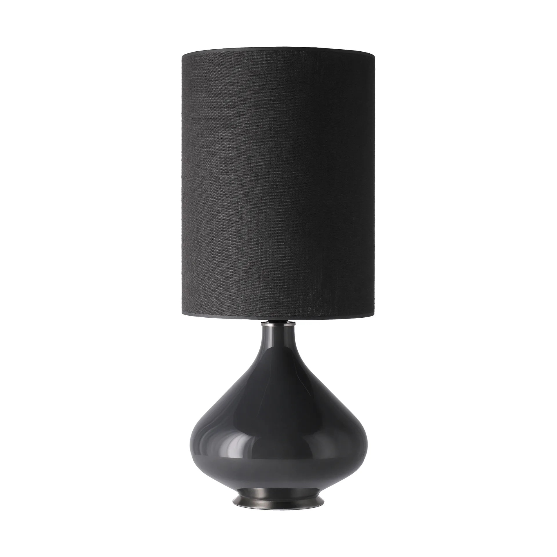 Lámpara de mesa Flavia base de lámpara gris, Lino Negro L Flavia Lamps