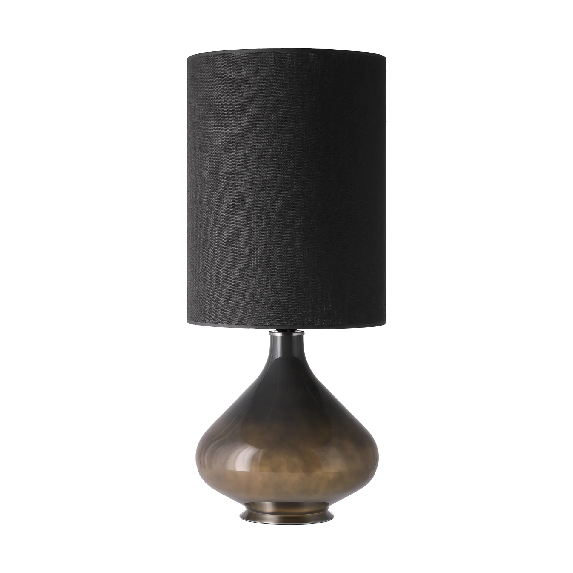 Lámpara de mesa Flavia base de lámpara gris, Lino Negro L Flavia Lamps