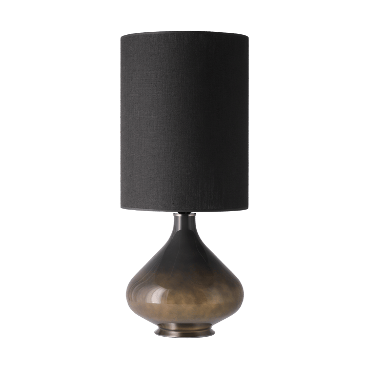 Lámpara de mesa Flavia base de lámpara gris, Lino Negro L Flavia Lamps