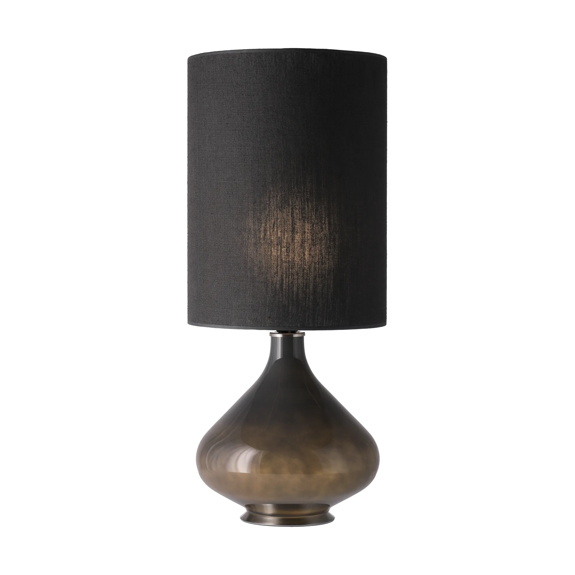 Lámpara de mesa Flavia base de lámpara gris, Lino Negro L Flavia Lamps