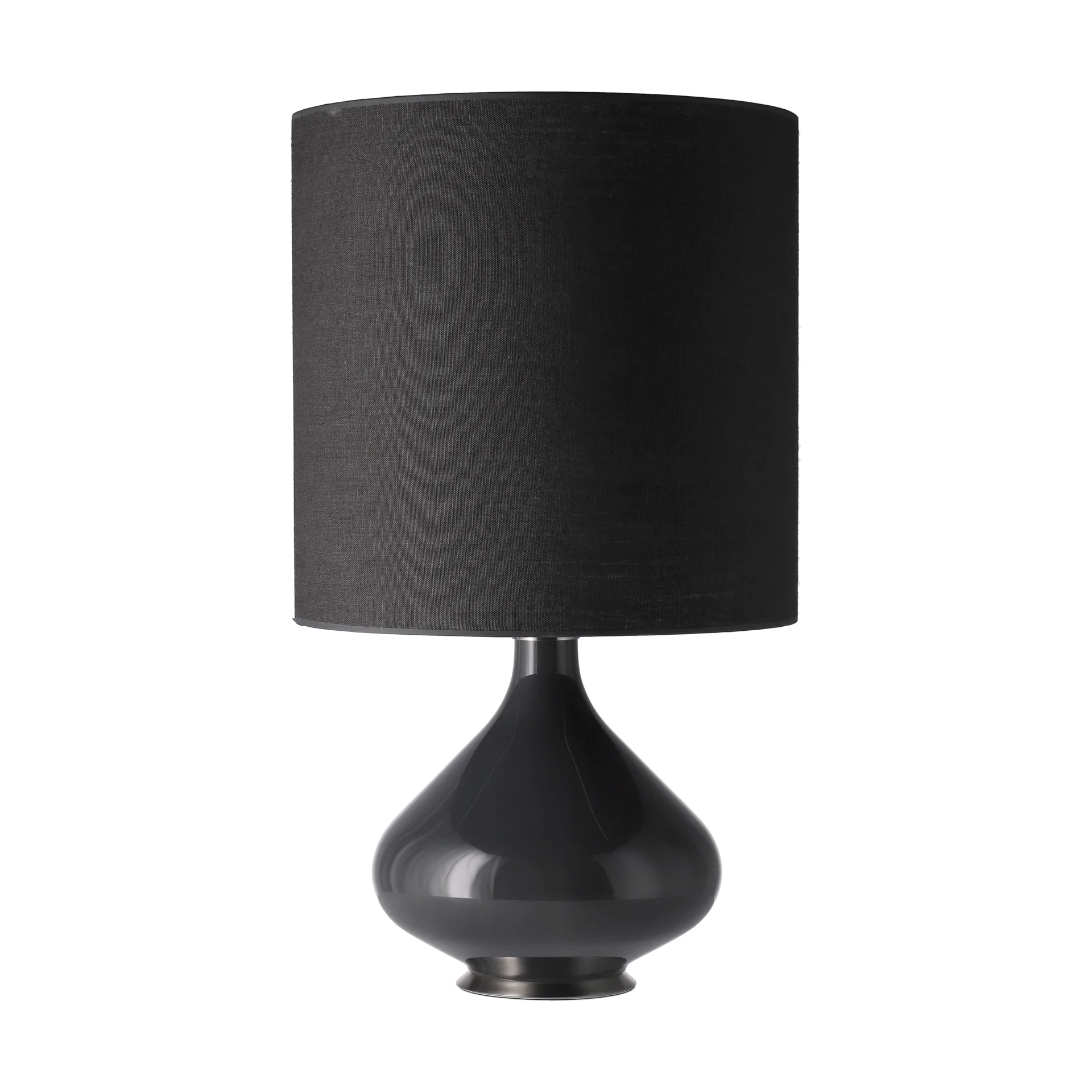 Lámpara de mesa Flavia base de lámpara gris, Lino Negro M Flavia Lamps