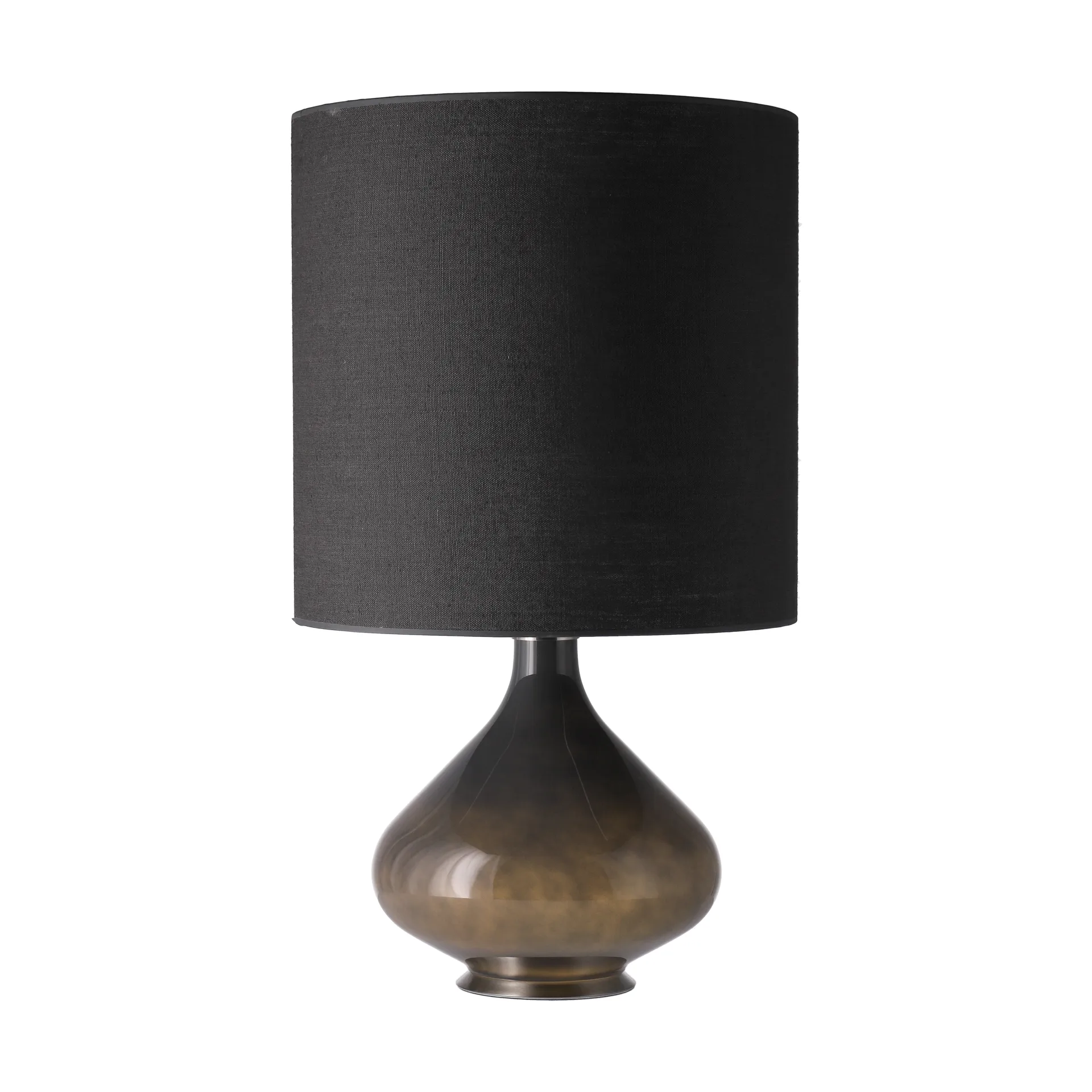 Lámpara de mesa Flavia base de lámpara gris, Lino Negro M Flavia Lamps