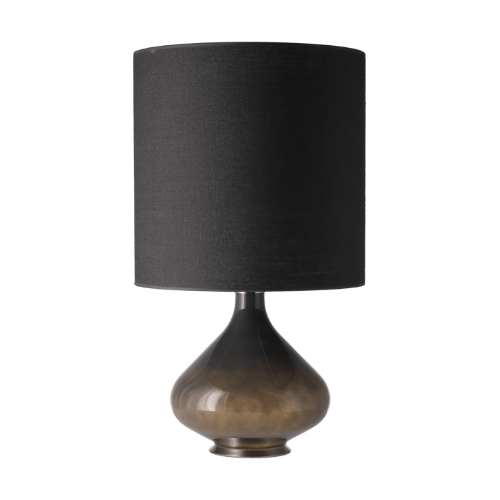 Lámpara de mesa Flavia base de lámpara gris, Lino Negro M Flavia Lamps