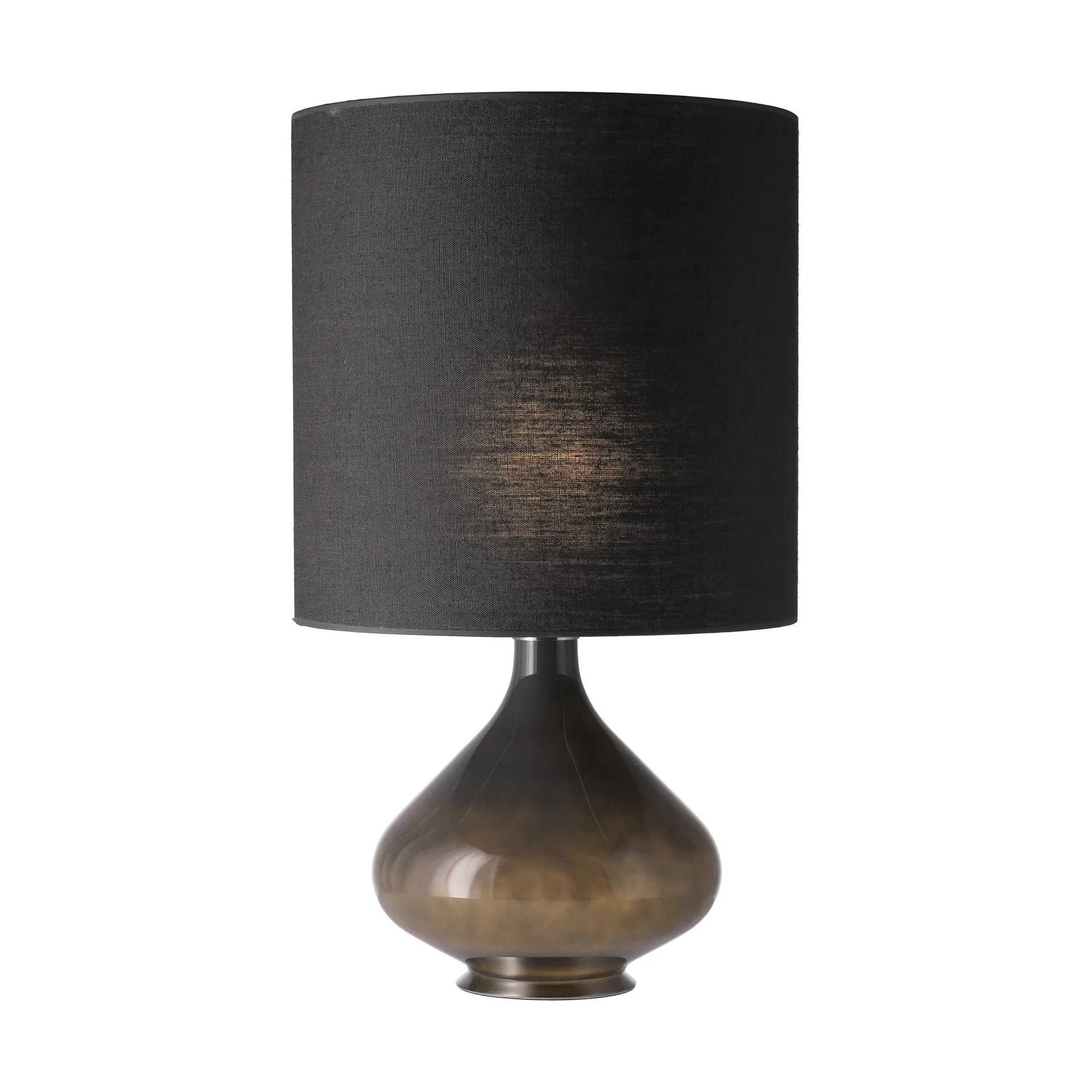Lámpara de mesa Flavia base de lámpara gris, Lino Negro M Flavia Lamps