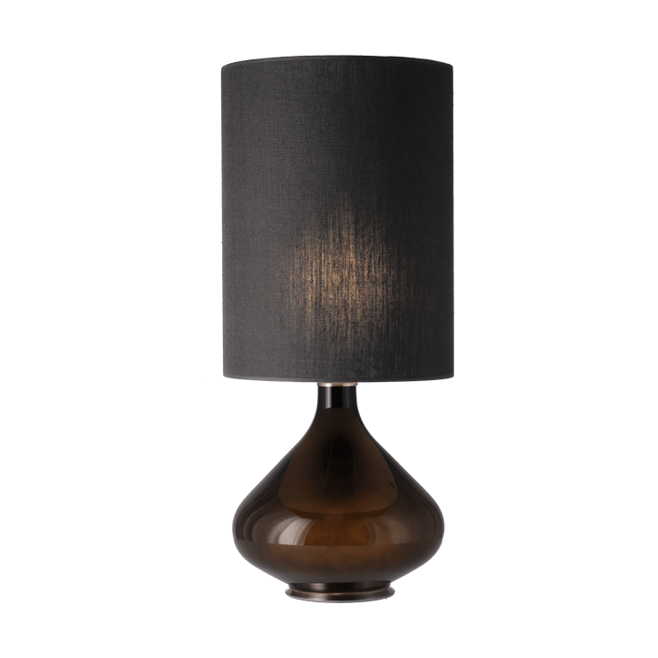 Lámpara de mesa Flavia base de lámpara negra, Lino Negro L Flavia Lamps