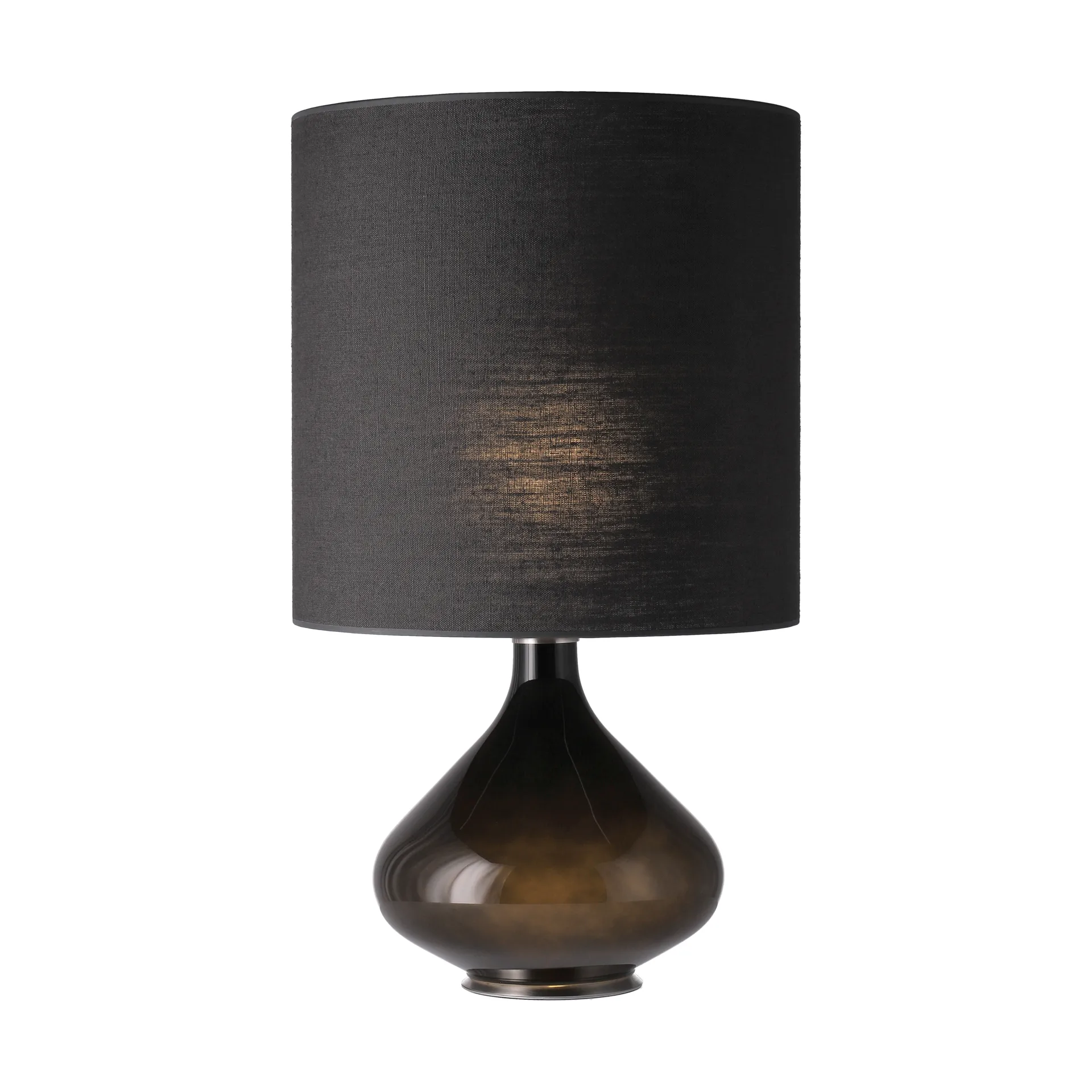 Lámpara de mesa Flavia base de lámpara negra, Lino Negro M Flavia Lamps