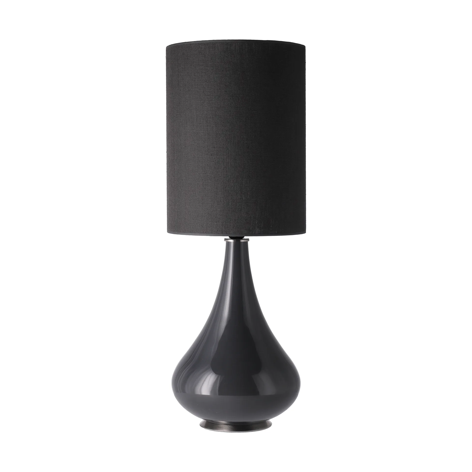 Lámpara de mesa Renata base de lámpara gris, Lino Negro L Flavia Lamps