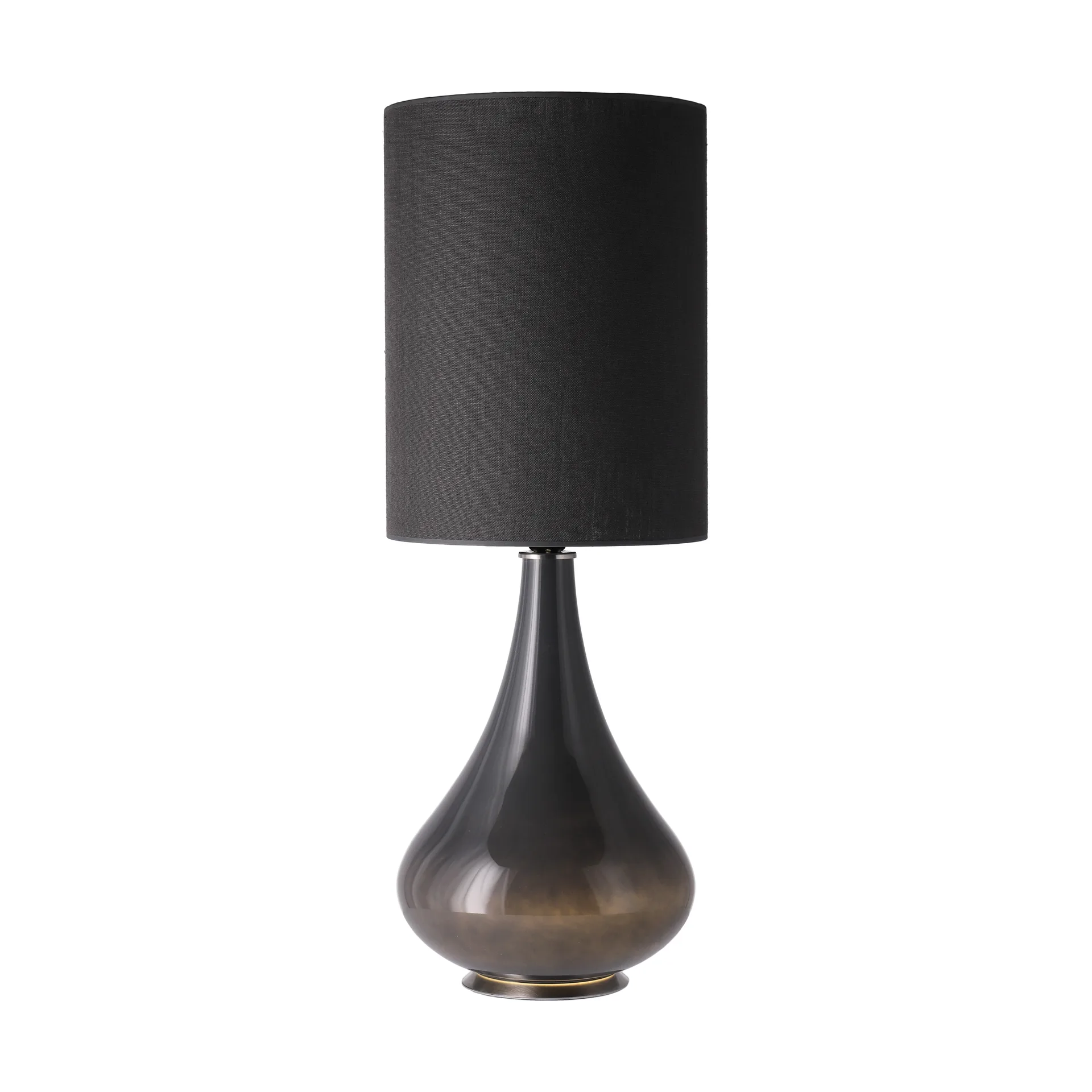 Lámpara de mesa Renata base de lámpara gris, Lino Negro L Flavia Lamps