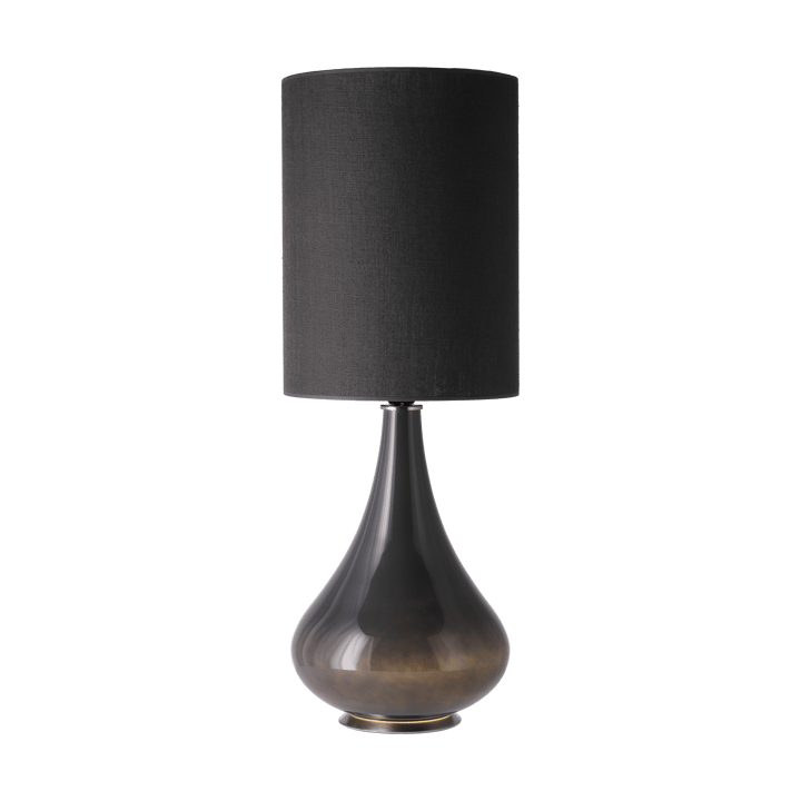 Lámpara de mesa Renata base de lámpara gris, Lino Negro L Flavia Lamps