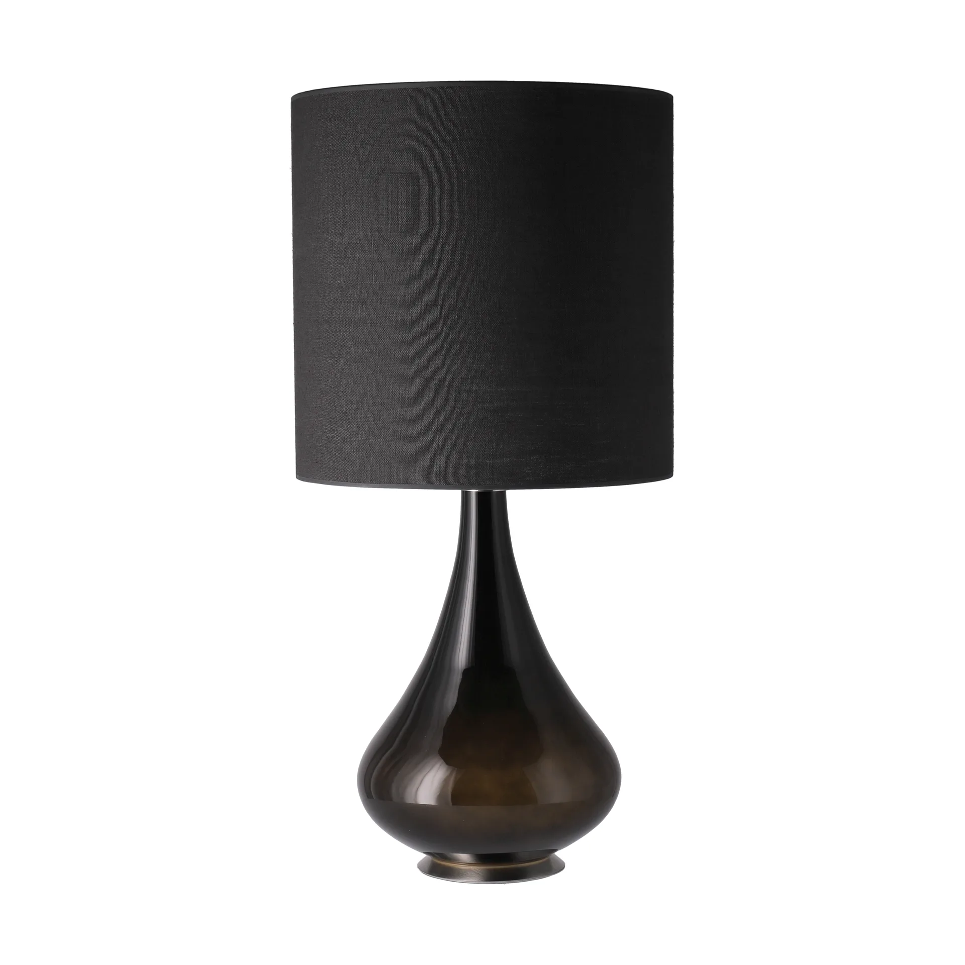 Lámpara de mesa Renata base de lámpara negra, Lino Negro M Flavia Lamps