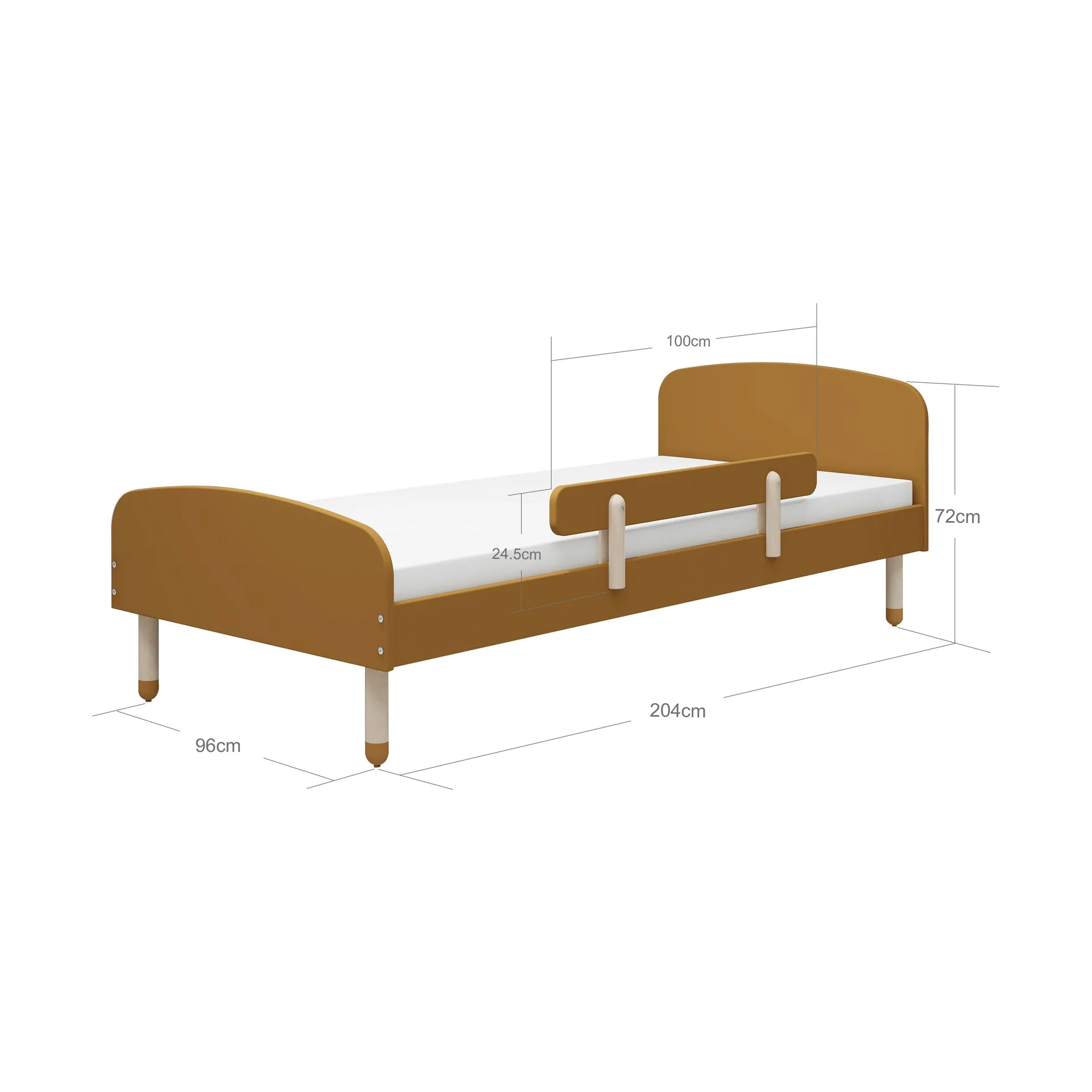 Cama con barandilla Dots 96x204 cm, Amarillo FLEXA