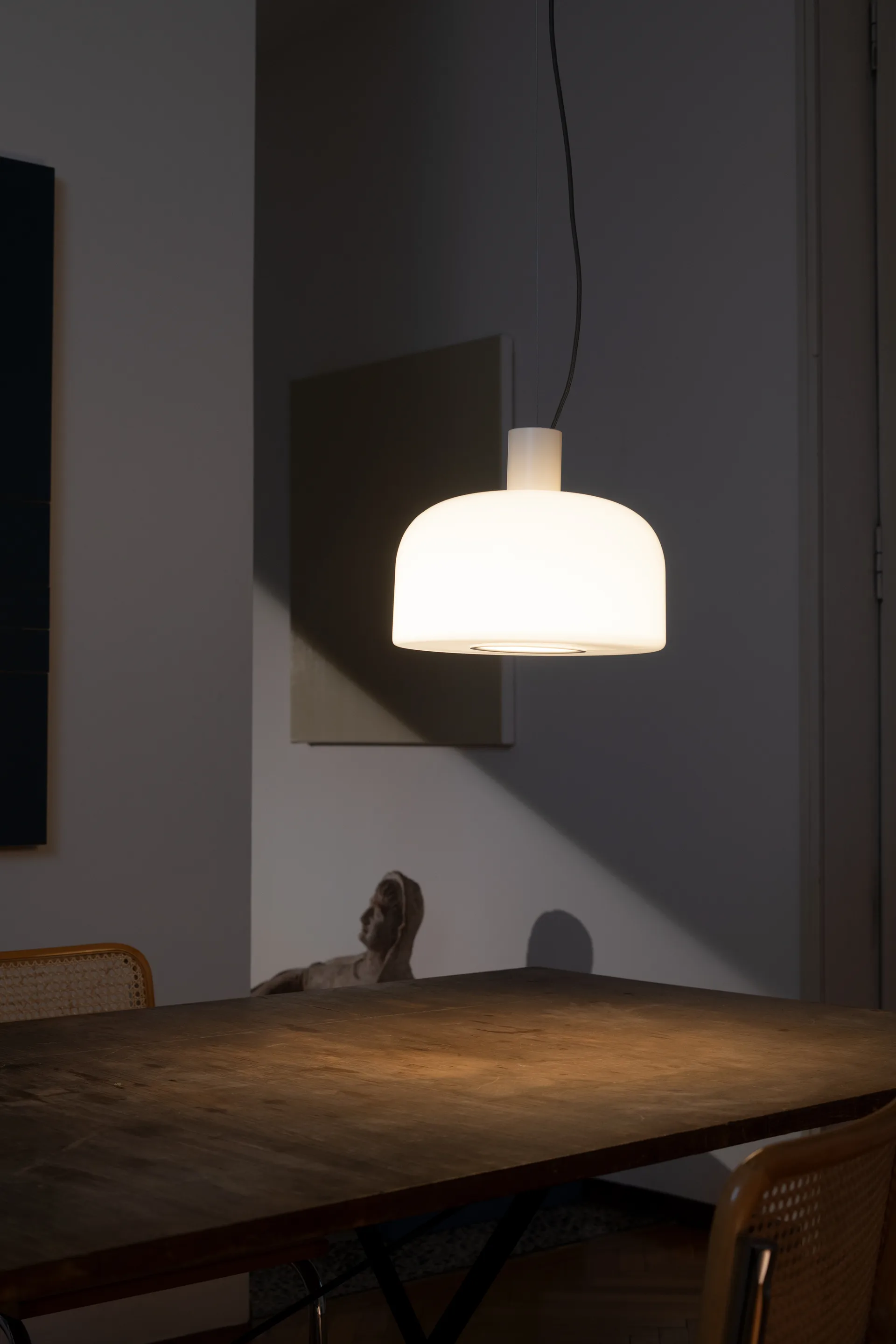 Lámpara colgante Bellhop Glass S1, White Flos