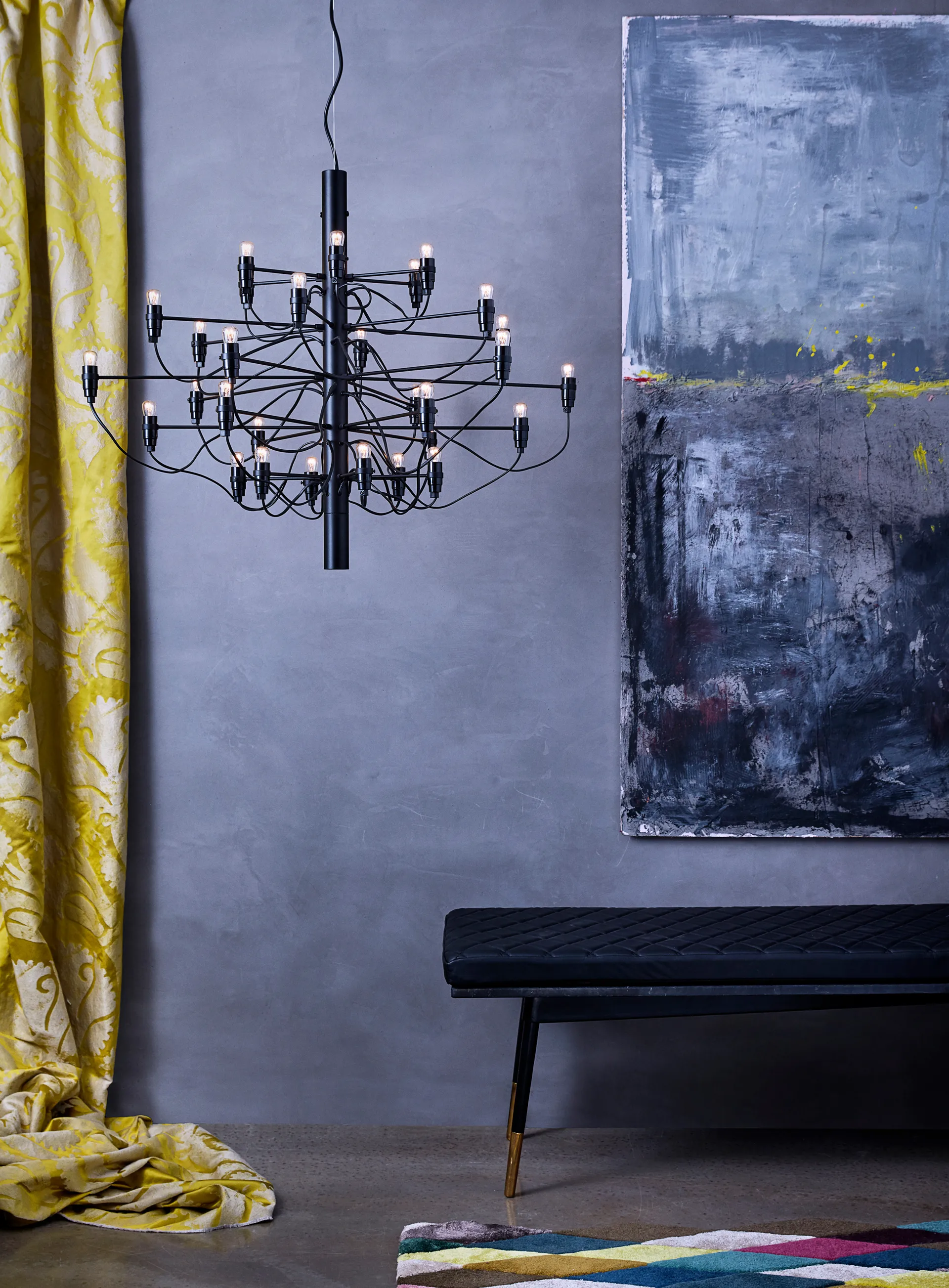 Lámpara de araña 2097 Sarfatti, Negro Mate 30 lamps Flos