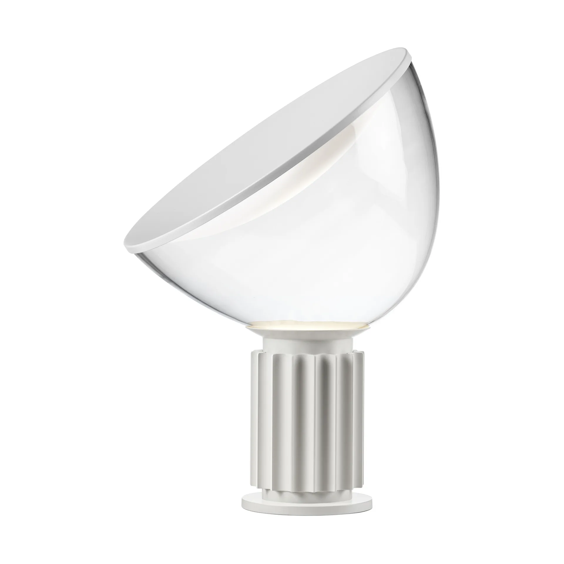 Lámpara de mesa Taccia Small LED 48,5 cm, Blanco mate, cúpula de cristal Flos