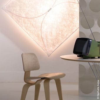 Lámpara de pared Ariette 1, Blanco, tejido textil/marco de acero Flos