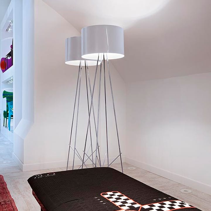 Lámpara de pie Ray F2, Blanco/cromado Flos