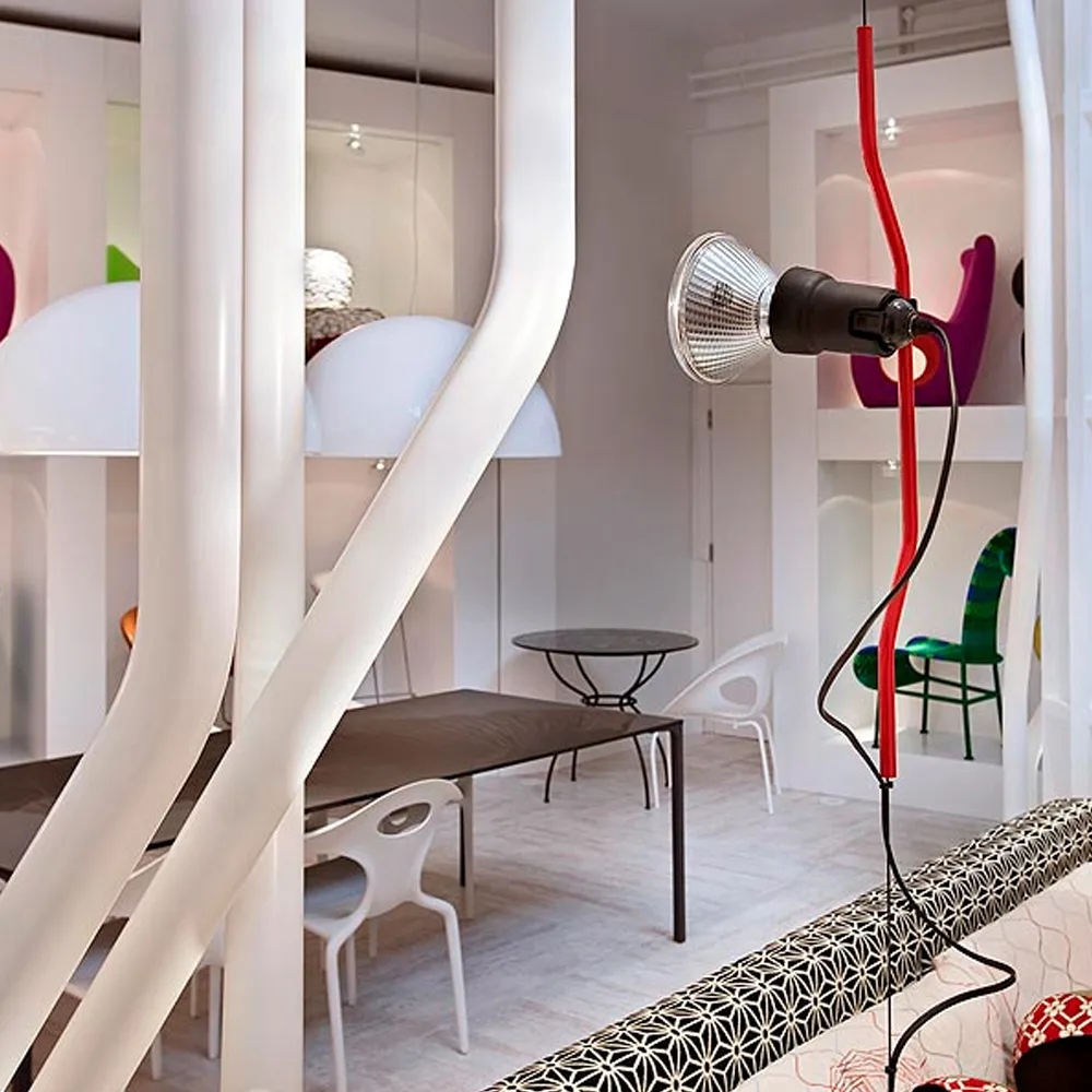 Lámpara de suelo y techo Parentesi, Nickel Flos