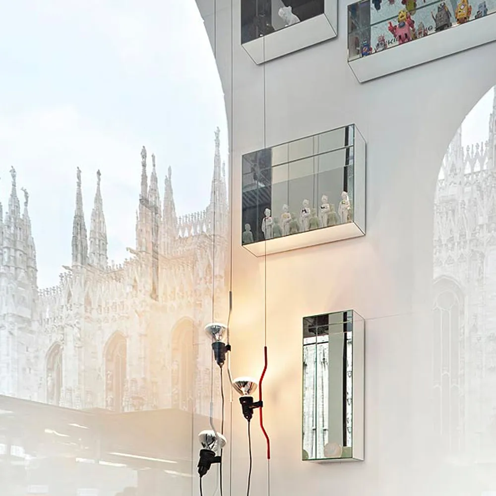 Lámpara de suelo y techo Parentesi, Nickel Flos