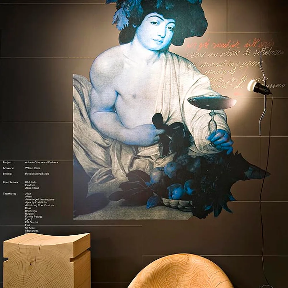 Lámpara de suelo y techo Parentesi, Nickel Flos