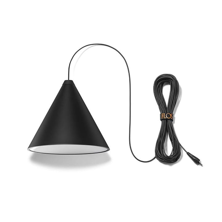 Lámpara de techo cono String Light, Negro, 22 m cable Flos