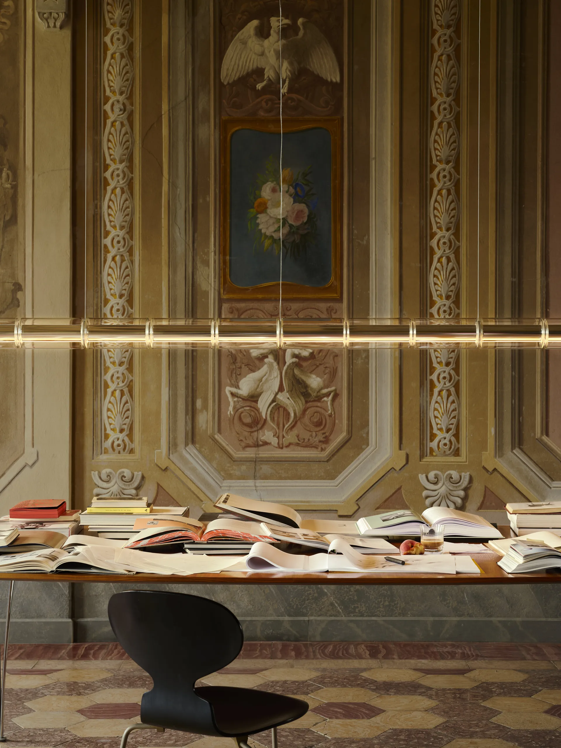 Lámpara de techo Luce Cilindrica S2, 207,2 cm, Vidrio Flos