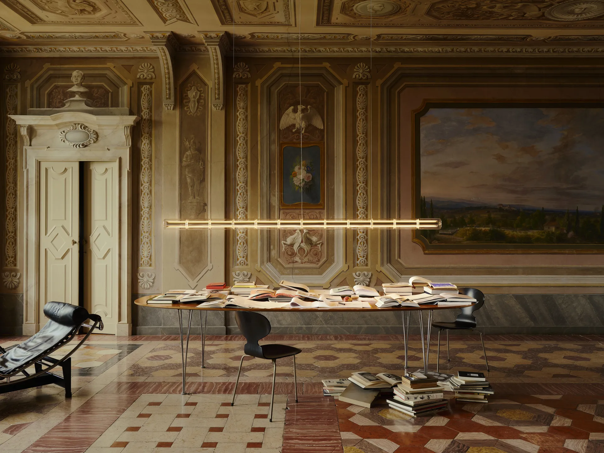 Lámpara de techo Luce Cilindrica S2, 207,2 cm, Vidrio Flos