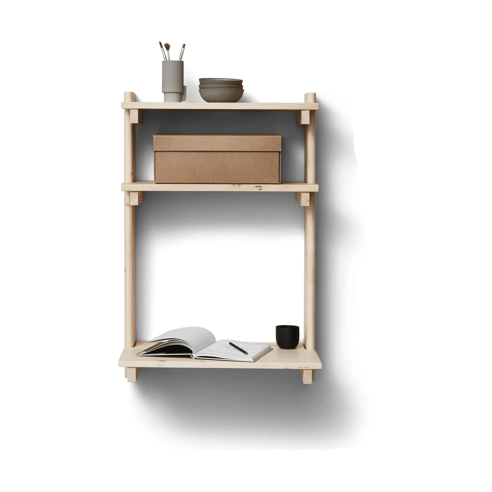 Estantería Beam de pared con escritorio, Pino Form & Refine