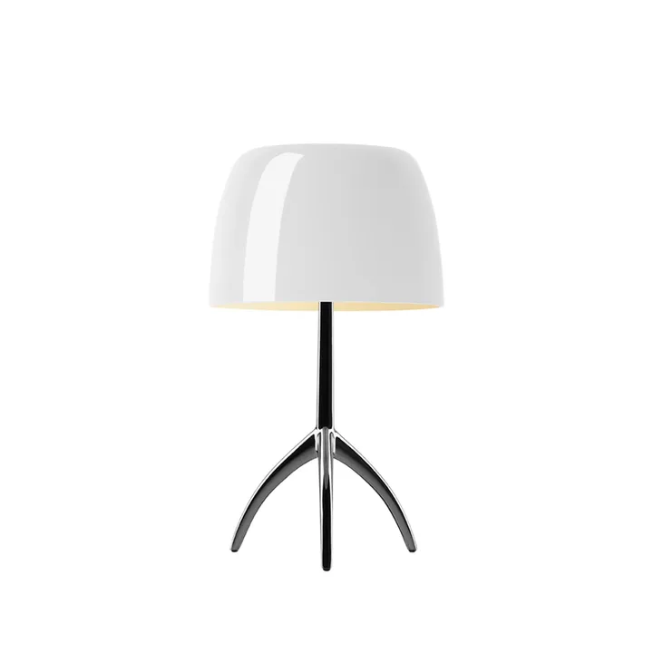 Lámpara de mesa regulable Lumiere Piccola - Pantalla blanca con base en negro cromado - Foscarini