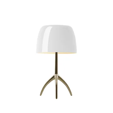 Lámpara de mesa regulable Lumiere Piccola - Pantalla blanca–base color champán - Foscarini