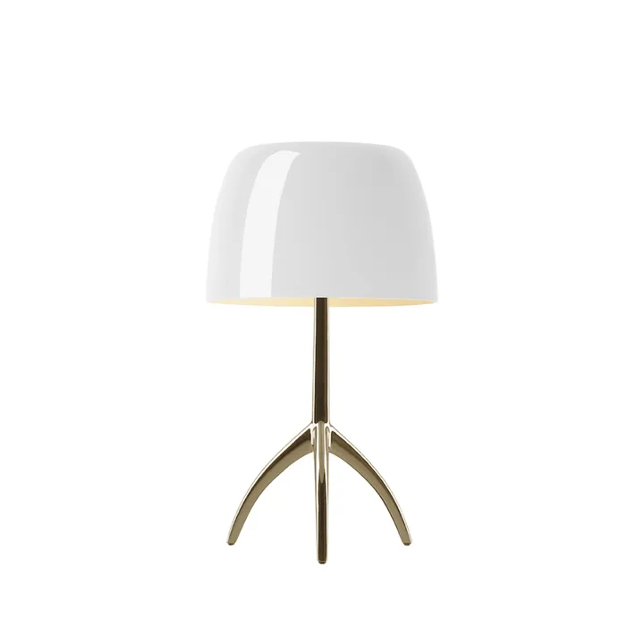 Lámpara de mesa regulable Lumiere Piccola - Pantalla blanca–base color champán - Foscarini