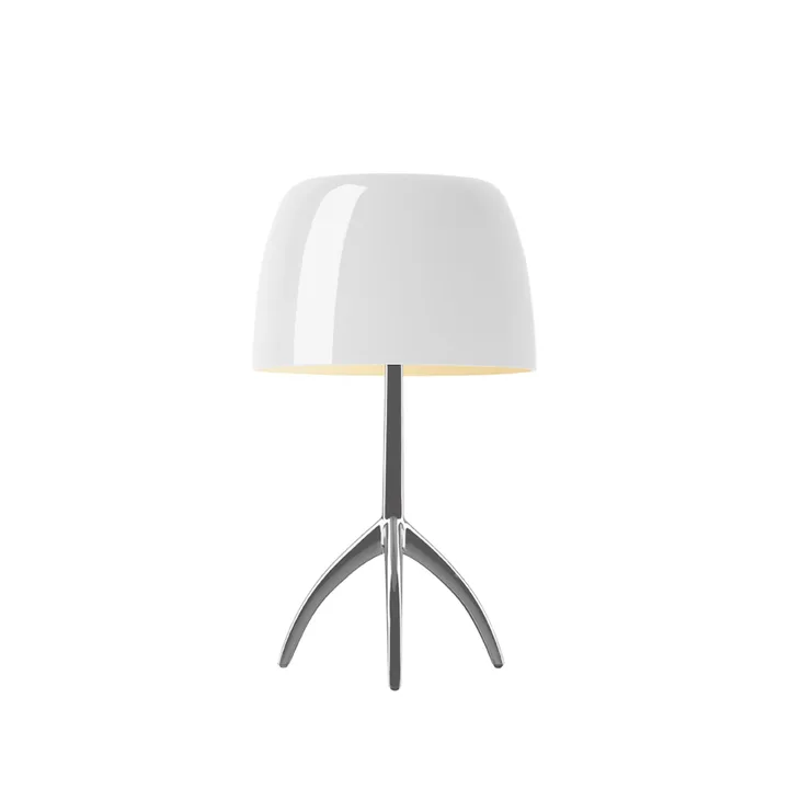 Lámpara de mesa regulable Lumiere Piccola - Pantalla blanca–base de aluminio - Foscarini