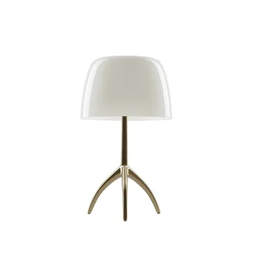 Lámpara de mesa regulable Lumiere Piccola - Pantalla blanco cálido–base color champán - Foscarini