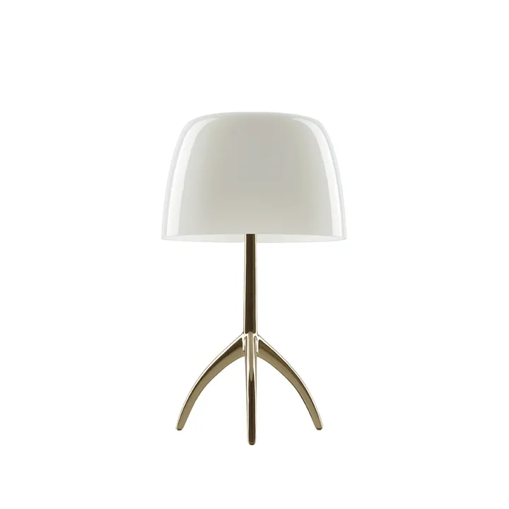 Lámpara de mesa regulable Lumiere Piccola - Pantalla blanco cálido–base color champán - Foscarini