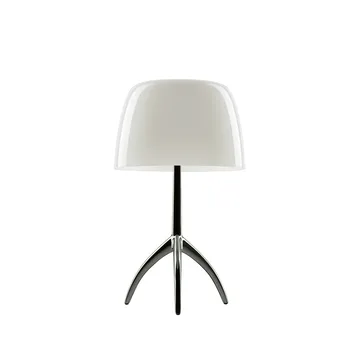 Lámpara de mesa regulable Lumiere Piccola - Pantalla blanco cálido–base negro cromado  - Foscarini