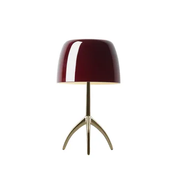 Lámpara de mesa regulable Lumiere Piccola - Pantalla rojo cereza con base color champán - Foscarini