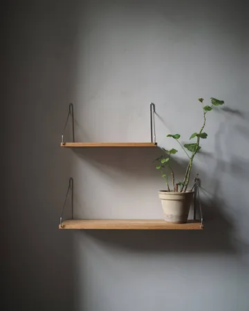 Estante de pared Single Shelf - Roble-acero inoxidable, 60x20 cm - FRAMA