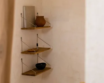 Estante de pared Single Shelf - Roble-acero inoxidable, 80x27 cm - FRAMA