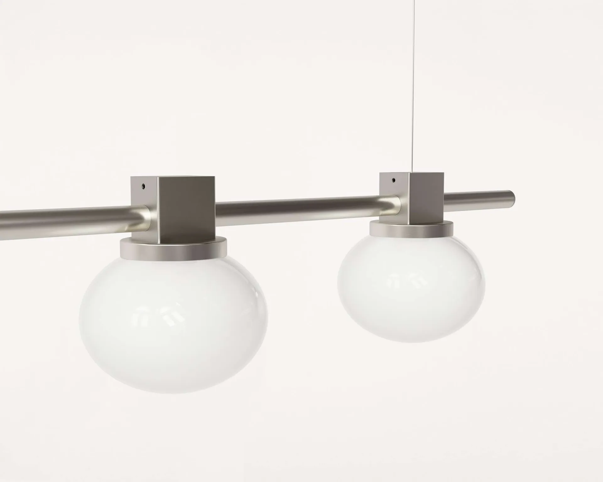 Lámpara colgante Ovoid Pendant Light Quadruple, Acero inoxidable, vidrio opalino FRAMA
