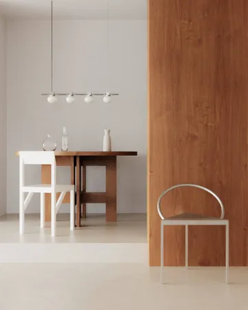 Lámpara colgante Ovoid Pendant Light Quadruple - Acero inoxidable, vidrio opalino - FRAMA
