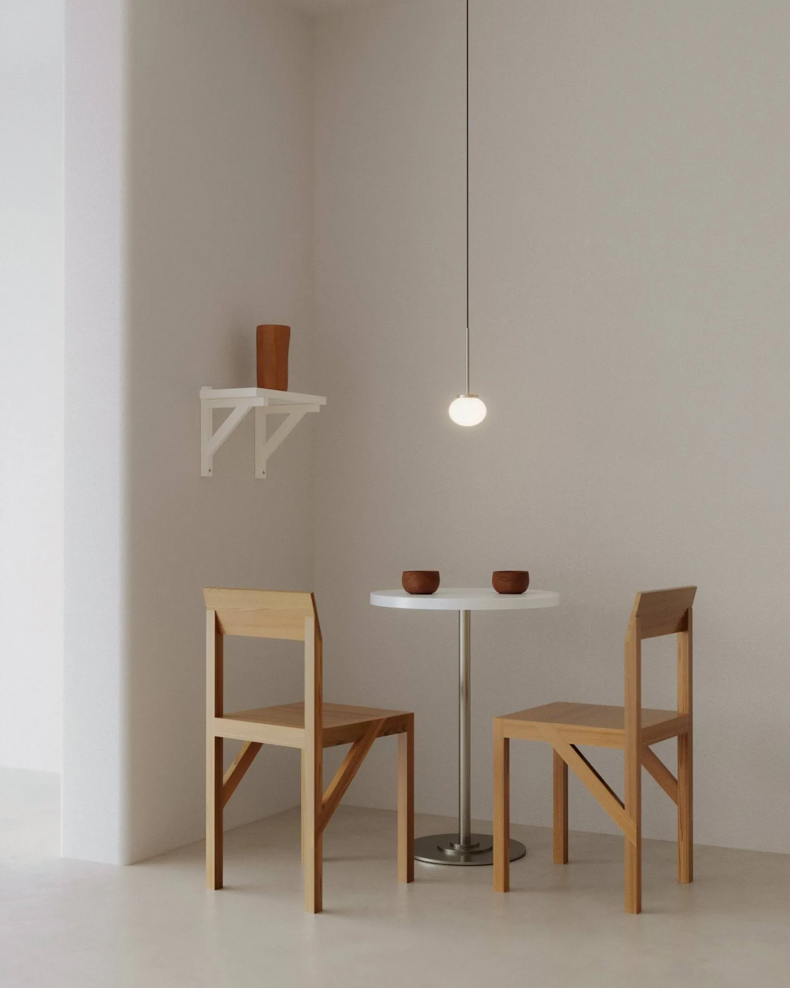 Lámpara colgante Ovoid Pendant Light Single, Acero inoxidable, vidrio opalino FRAMA