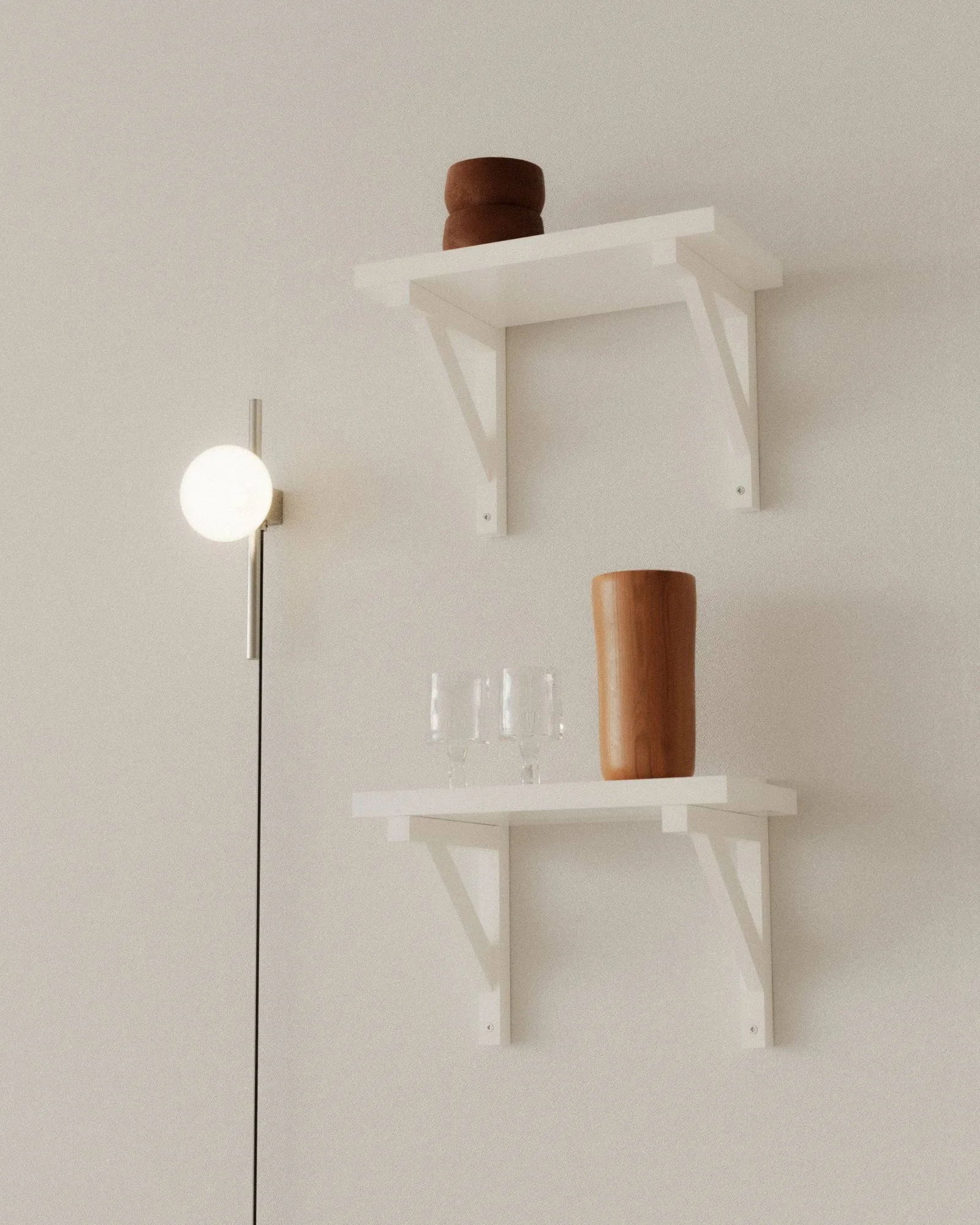 Lámpara de pared Ovoid Single, Acero inoxidable-vidrio opalino FRAMA