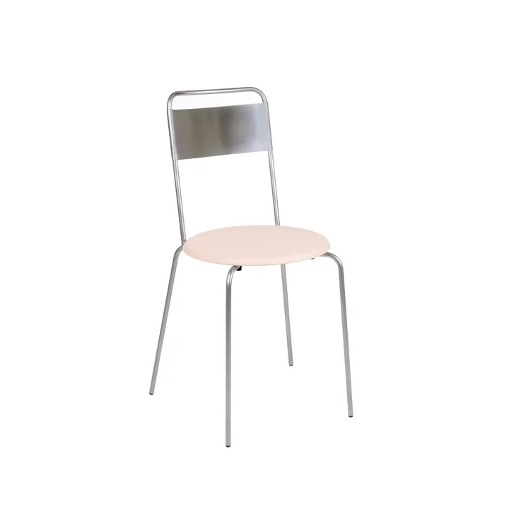 Silla Petit Rond - Acero inoxidable-cuero Natural - FRAMA