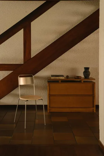 Silla Petit Rond - Acero inoxidable-cuero Natural - FRAMA