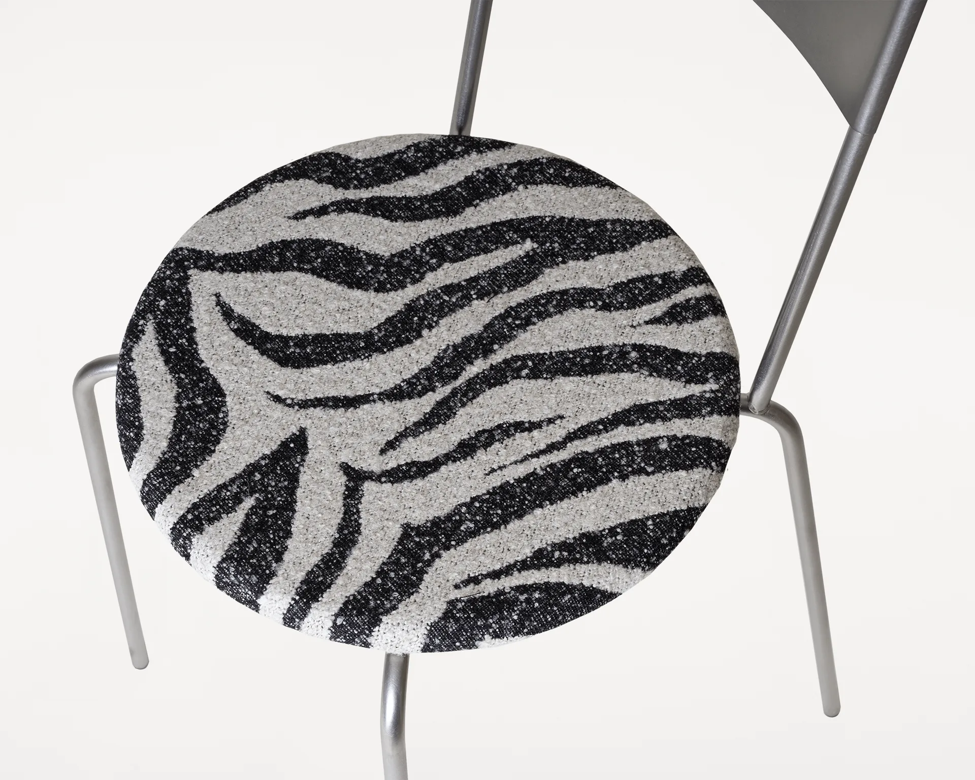 Silla Petit Rond, Acero inoxidable-tela Zebra FRAMA