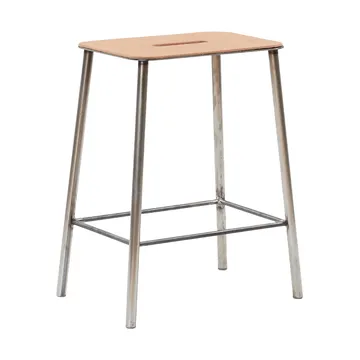 Taburete Adam - Raw steel-natural leather, H:50 cm - FRAMA