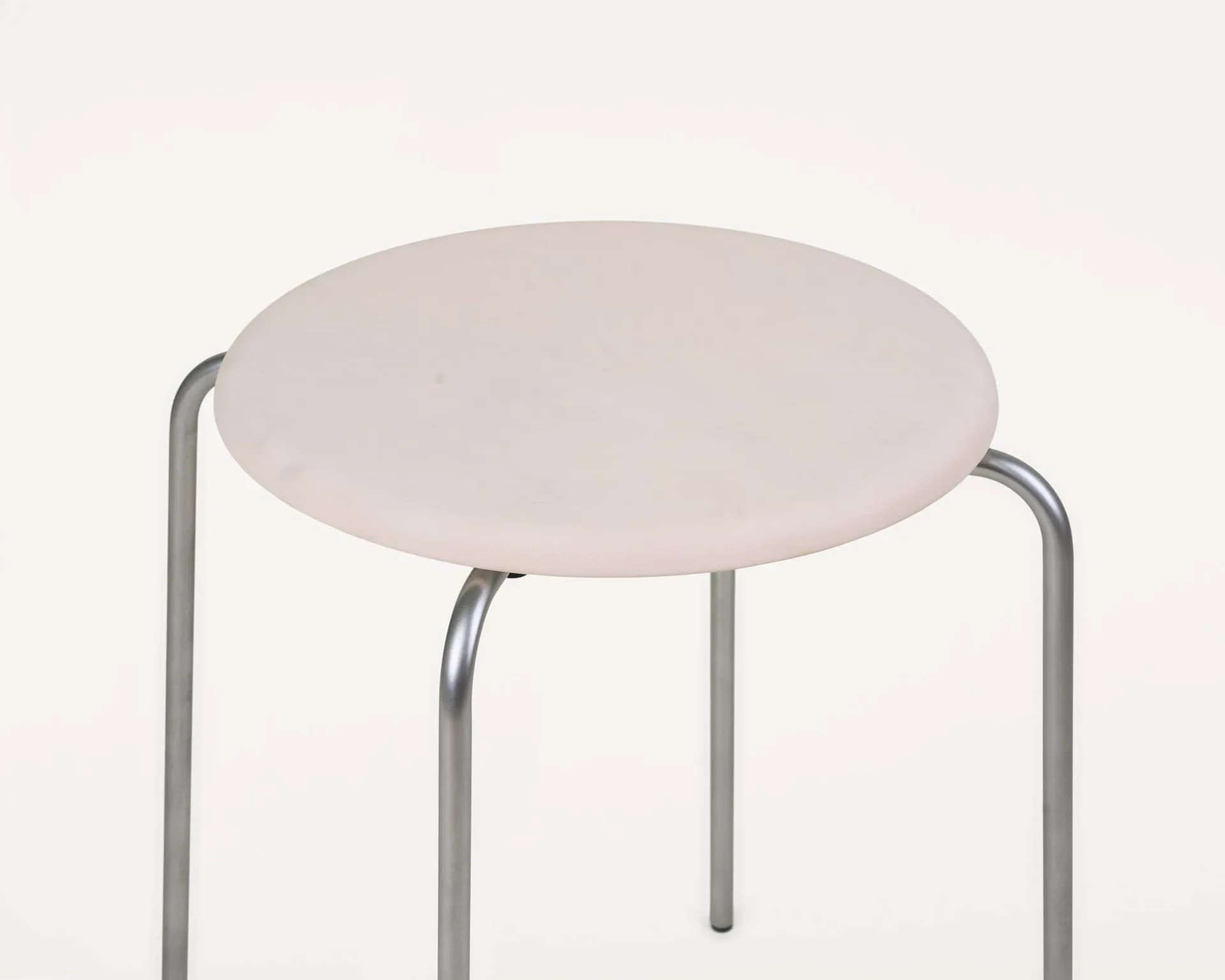 Taburete redondo Petit Rond, Acero inoxidable-cuero Natural FRAMA