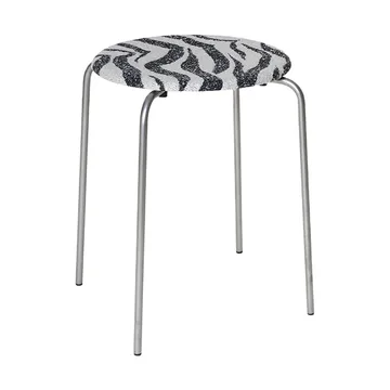 Taburete redondo Petit Rond - Acero inoxidable-tela Zebra - FRAMA