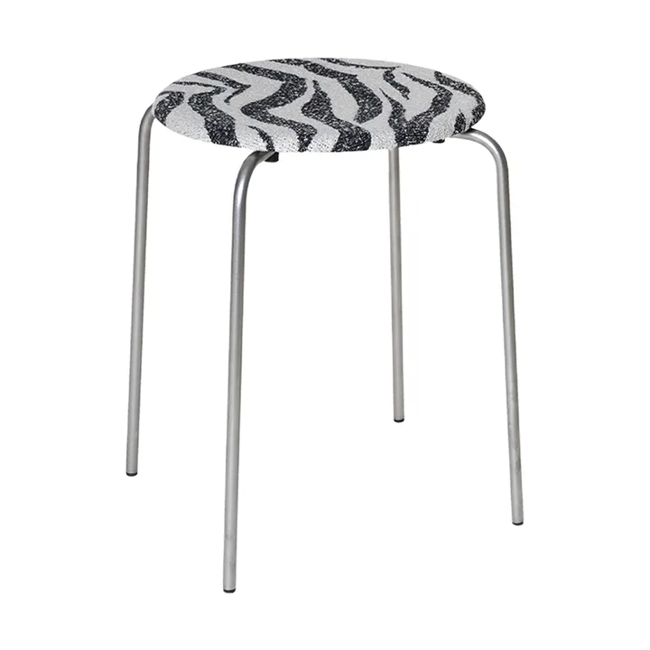 Taburete redondo Petit Rond - Acero inoxidable-tela Zebra - FRAMA
