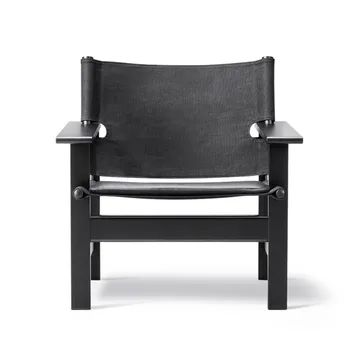 Butaca The Canvas Chair - Canvas negro - roble lacado negro, incl. cojín de cuero negro - Fredericia Furniture