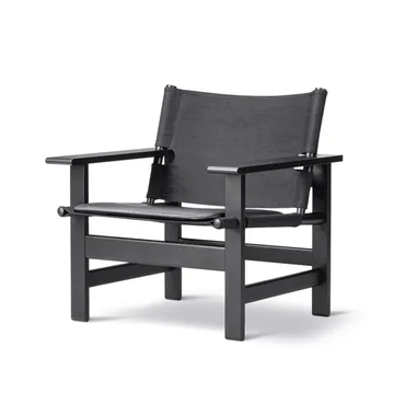 Butaca The Canvas Chair - Canvas negro - roble lacado negro, incl. cojín de cuero negro - Fredericia Furniture